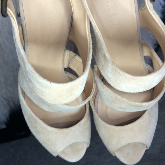 NEW J.Crew Suede Platform high heels NWOT never worn made in Italy Leather - Picture 7 of 14